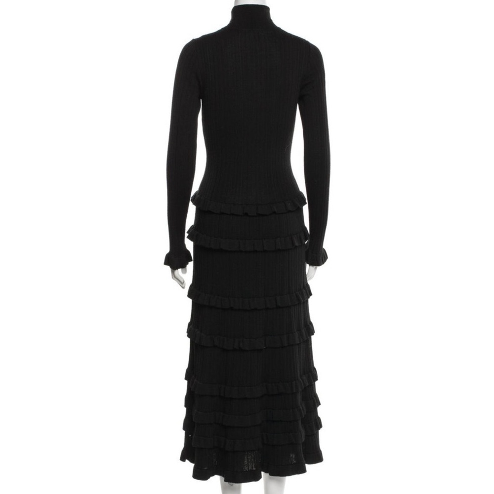 NWT Pearl by Lela Rose Black ruffle knit dress Sz M